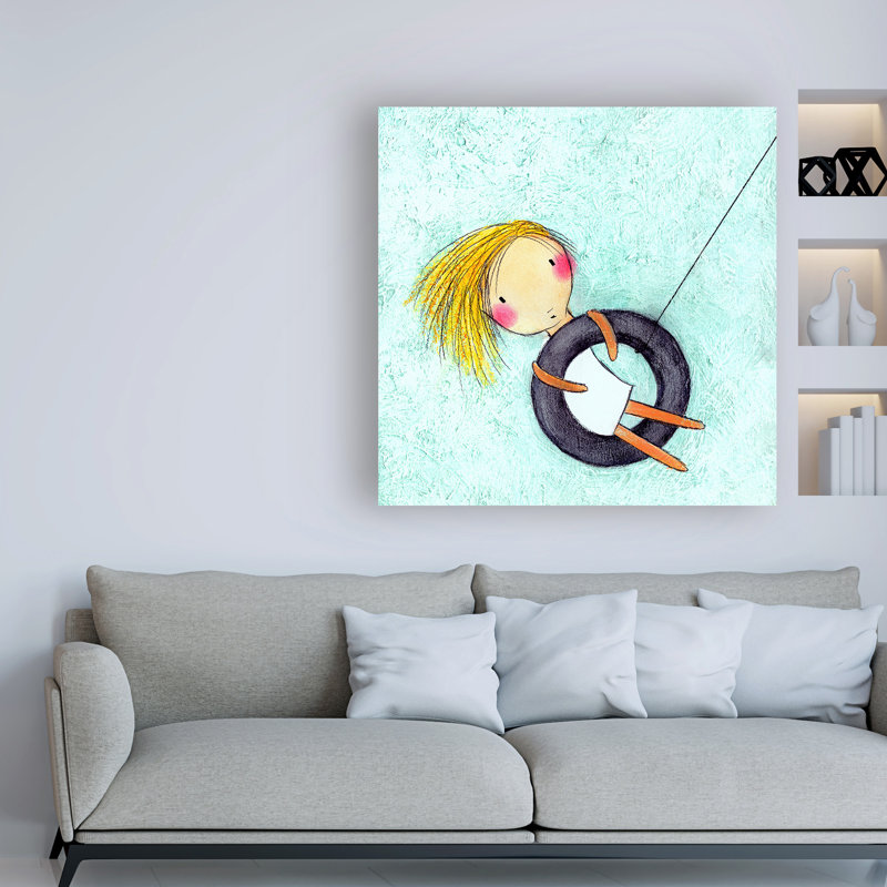 « Tire swing » par Carla Sonheim-reproduction d’art sur toile tendue, H 18 po x l 18 po x p 2 po