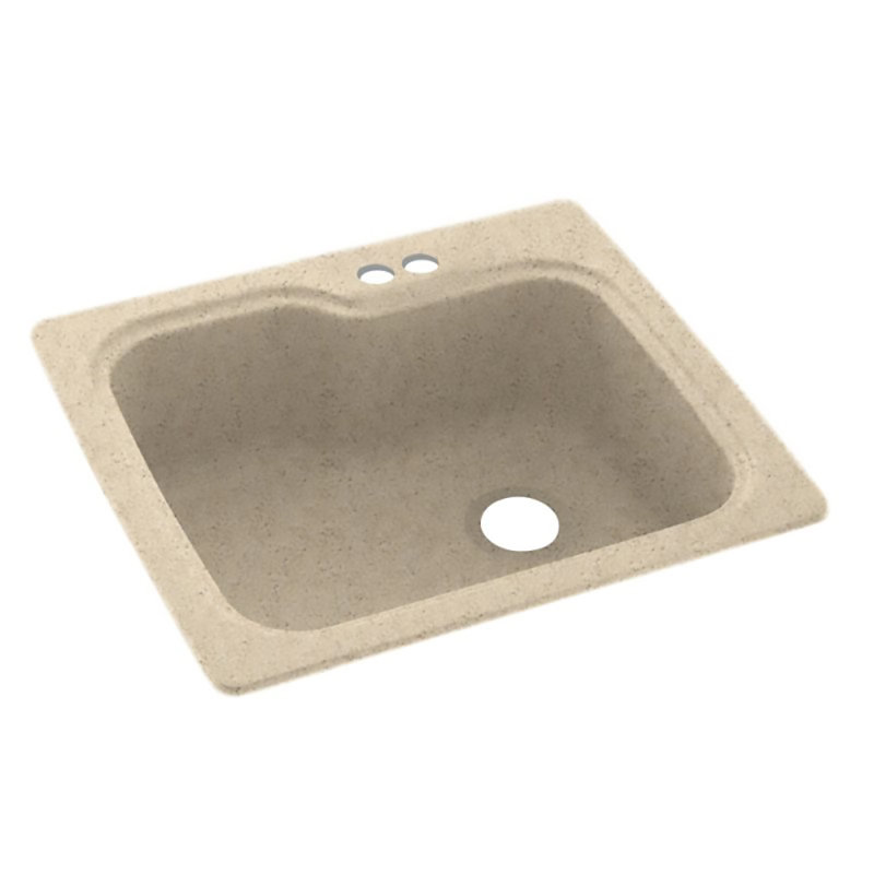 25'' L Mounting / Installation Required Single Bowl Solid Surface Kitchen Sink, 2 Hole 2B, Tahiti Desert