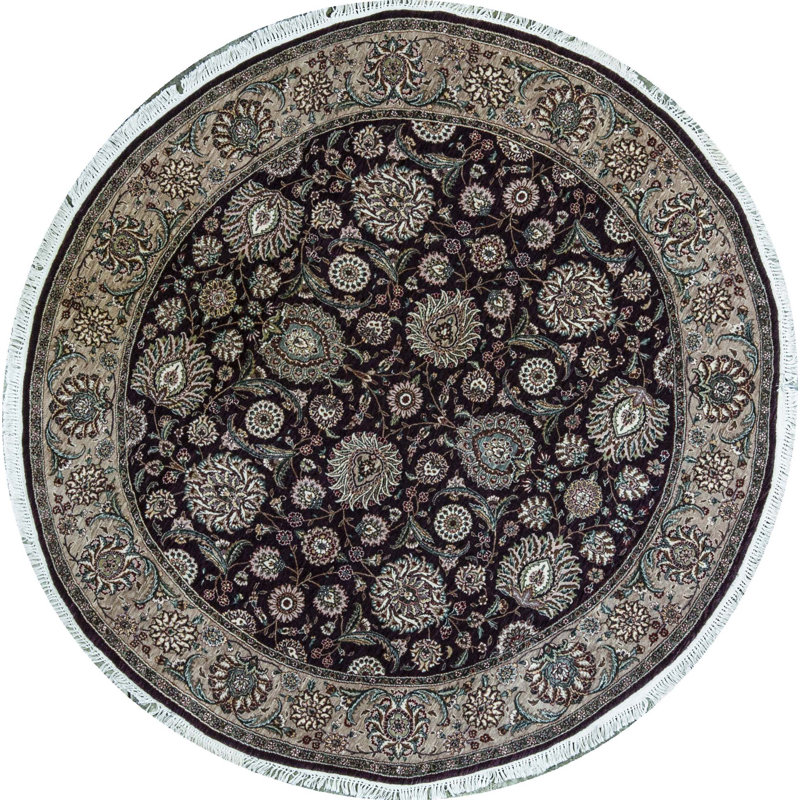 Wool Oriental Area Rug in Aubergine/Beige