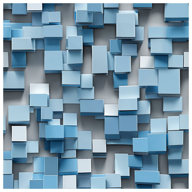 Édredon bleu à blocs 3D, Twin