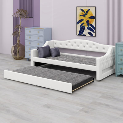 Upholstered Daybed With LED Belt And Trundle