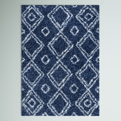 Tapis bleu à poils longs Stainbrook