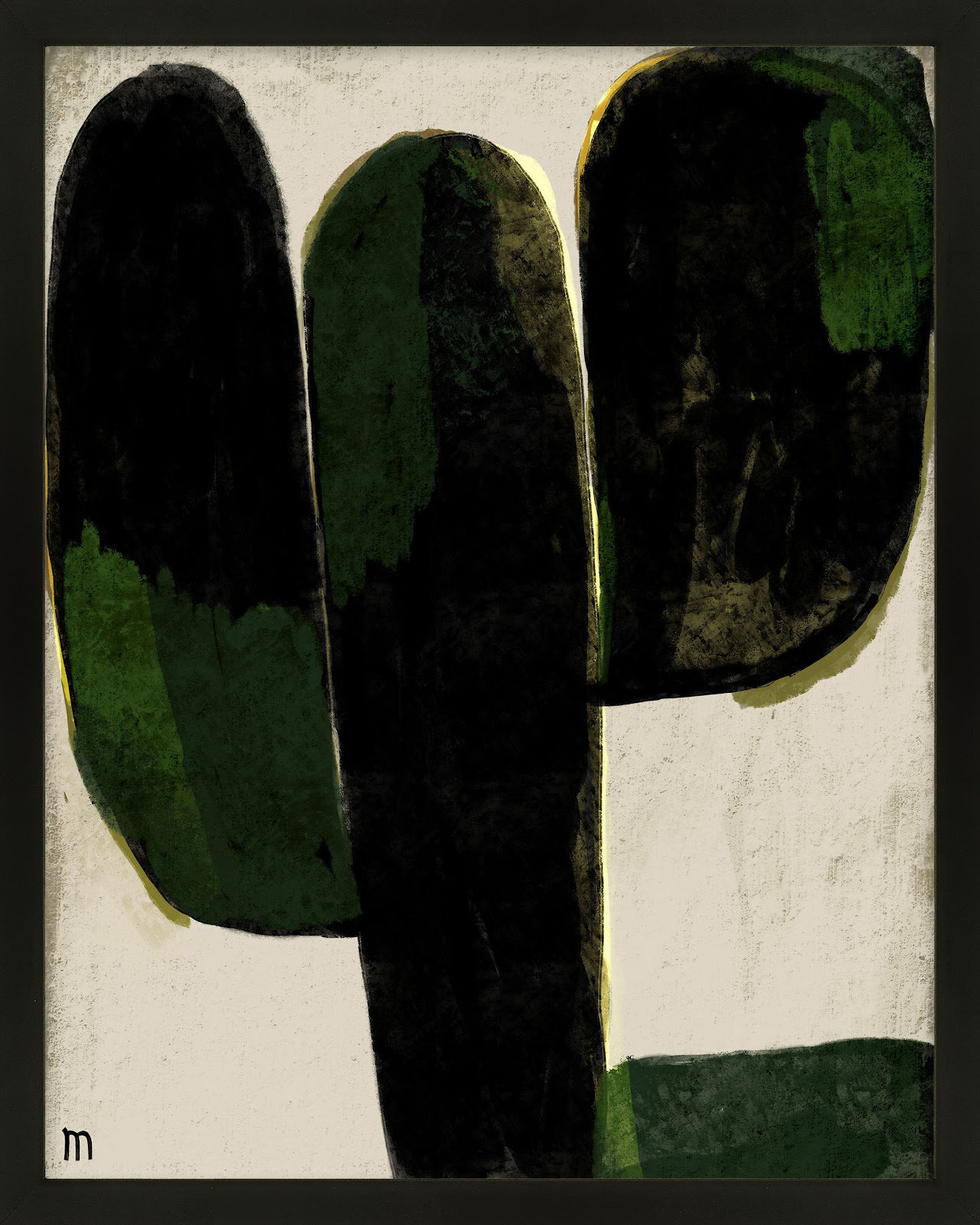 Succulent #1 by StudioM, Black, 38" H x 30" W x 1.25" D
