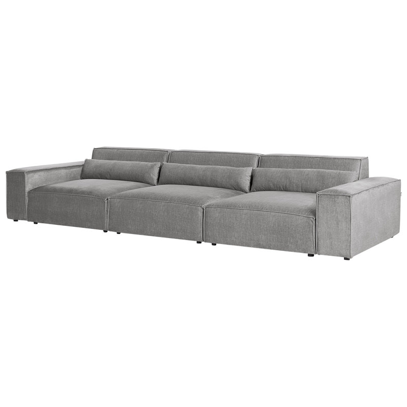 Netanya 3 Seater Sofa, Grey Polyester