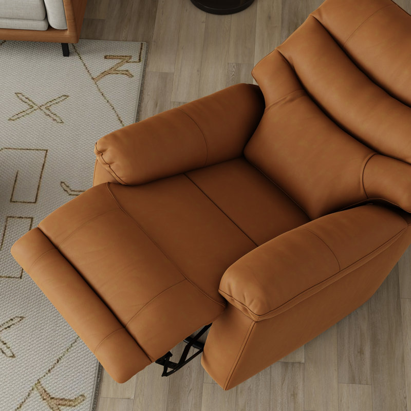 Fauteuil inclinable et pivotant en cuir fleur Norivelle Antilope, Cuir fleur orange