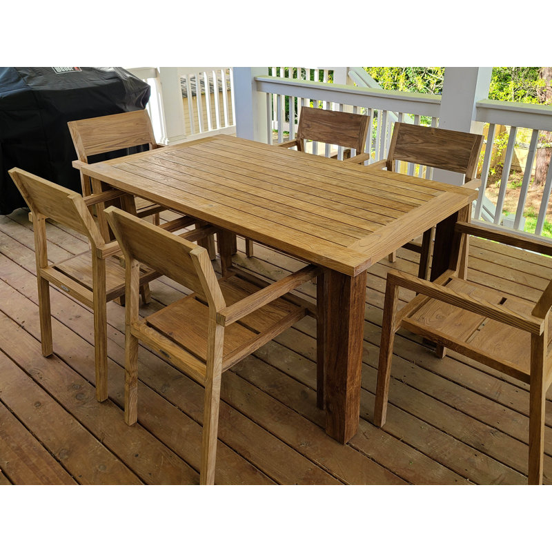 Jayliz Rectangular Teak Outdoor Dining Table, 29.5" H x 35.5" W x 63" L