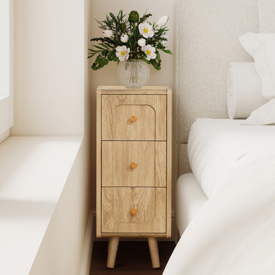 Narrow End Table With 3 Deep Drawers