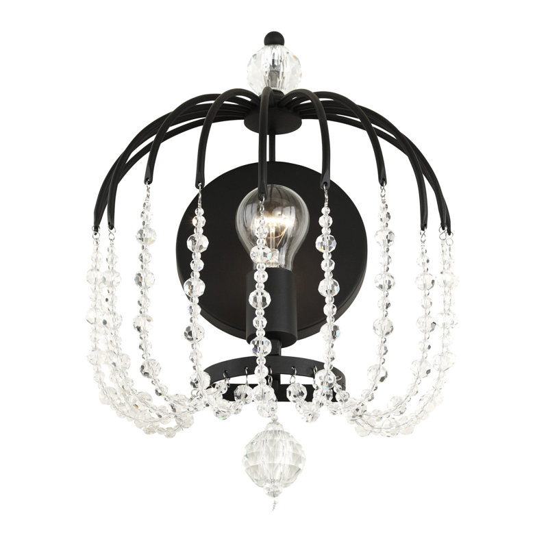 Voliere 1-Lt Crystal Wall Sconce - Matte Black
