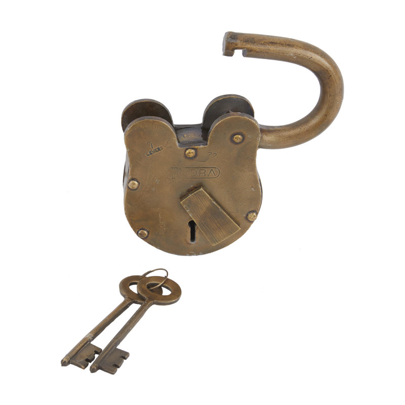 Serrure et clé Dominick, Laiton, H 6,2 po x l 3,75 po x P 1,55 po