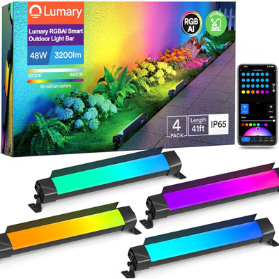 Lumary Smart Outdoor Wall Light, RGBAIWW Color Changing, IP65 Backyard Ambient Floodlights Landscape Lighting, APP&Voice Control
