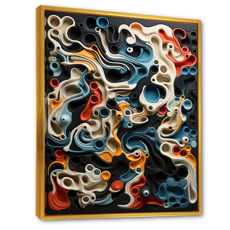 Owls Line Realms sur impression sur toile, H 32 po x l 24 po x P 1 po, Cadre flottant doré