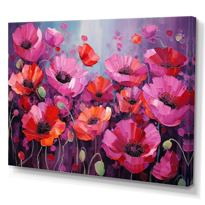 Magenta champs de coquelicots magiques, Toile tendue, H 30 po x l 40 po x P 1,5 po