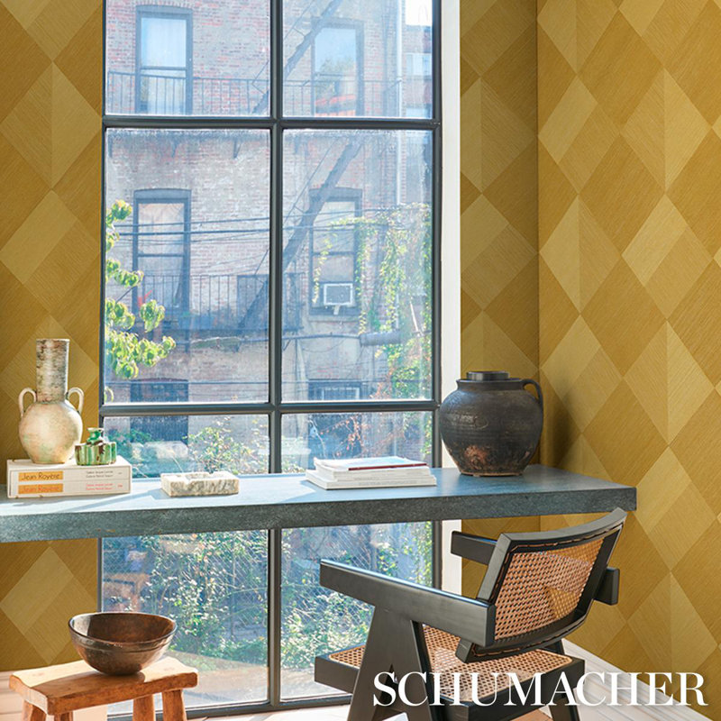 Schumacher X Backdrop Maestro Wallpaper, Yellow