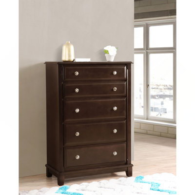 Commode verticale à 5 tiroirs avec boutons ronds décoratifs