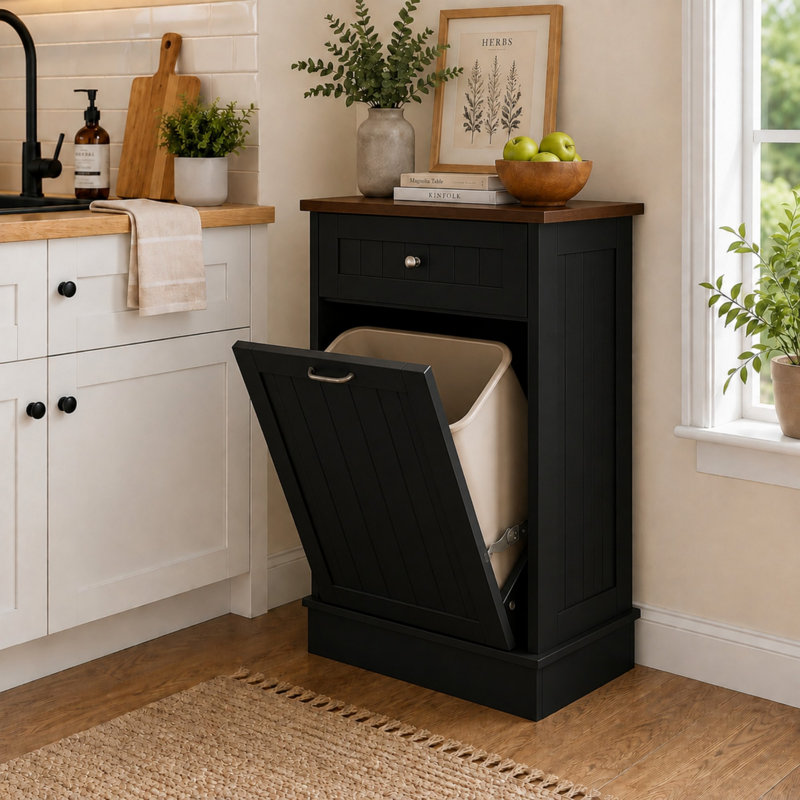 Armoire poubelle inclinable Havant, Noir, noir, noir, noir