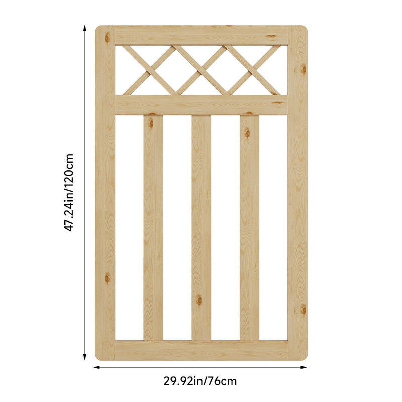 120 cm H Solid Wood Gate Fencing, 120 cm H x 76 cm W x 3 cm D, Yellow