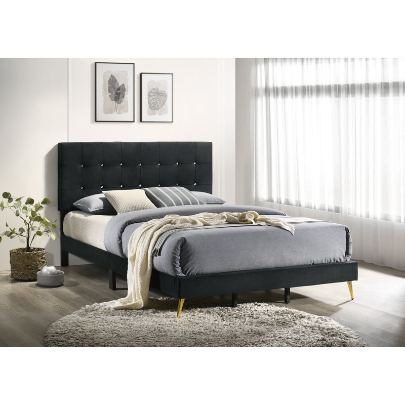Albali Upholstered Bed, Black, Kingsize (5')
