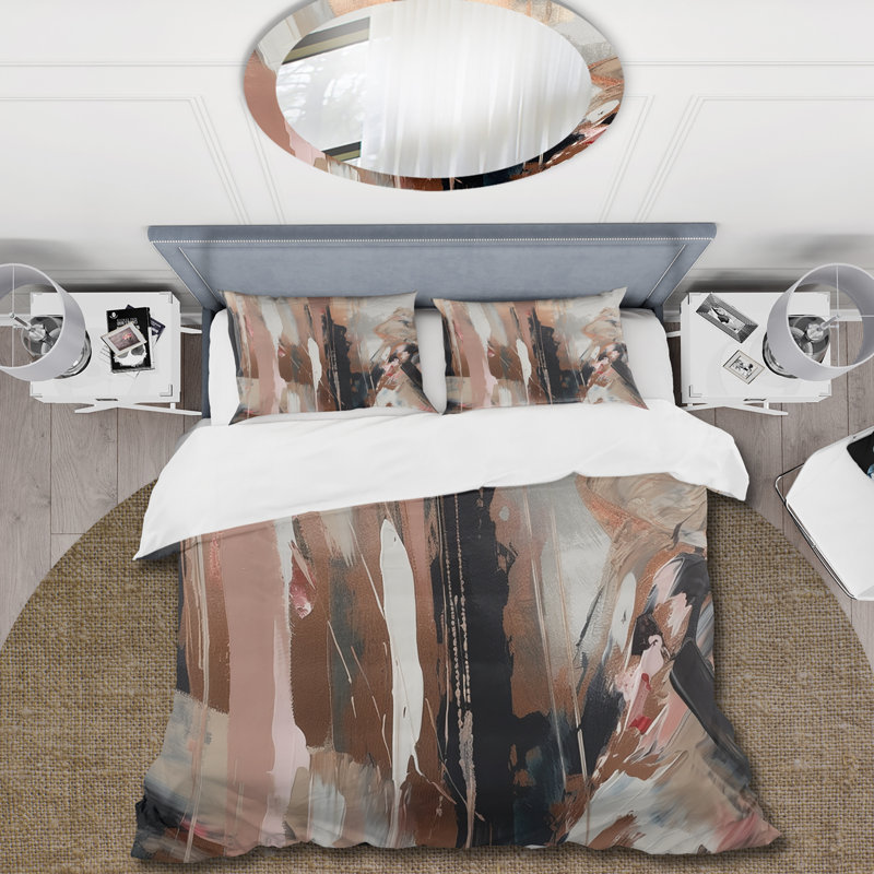 Ensemble de housse de couette abstrait brun et noir Beyond Boundaries I - microfibre de polyester