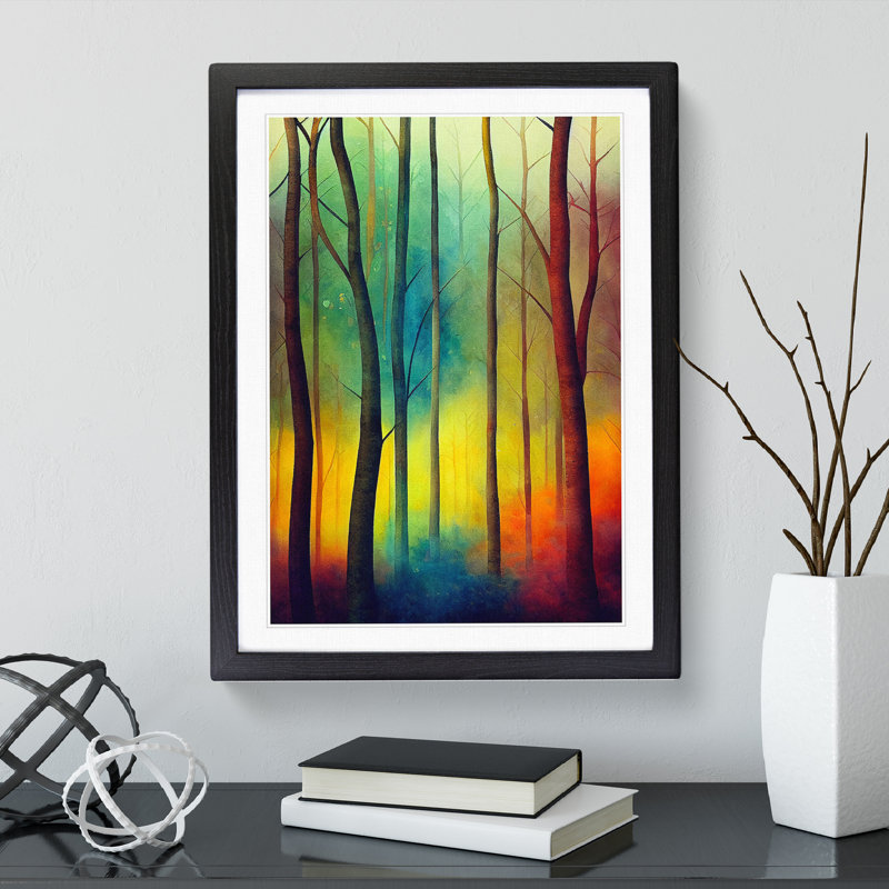 Forest Glowing No.2 - Single Picture Frame Painting, Black, 34cm H x 25cm W x 2cm D