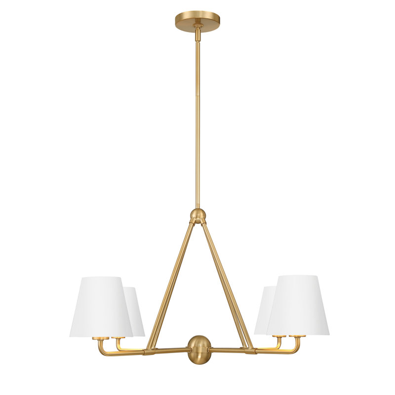 Kinston 4 - Light Dimmable Classic / Traditional Chandelier, Gold, White