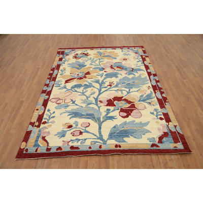 Floral Oushak Vegetable Dye Area Rug 7x9