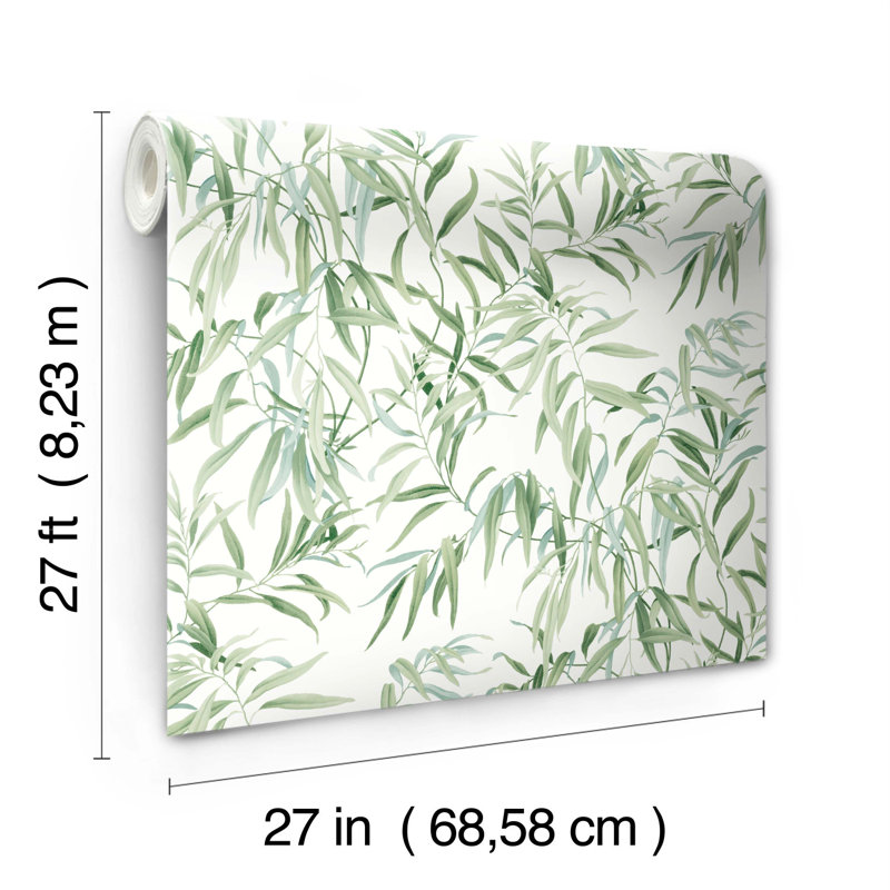Papier peint floral Aike, Vert