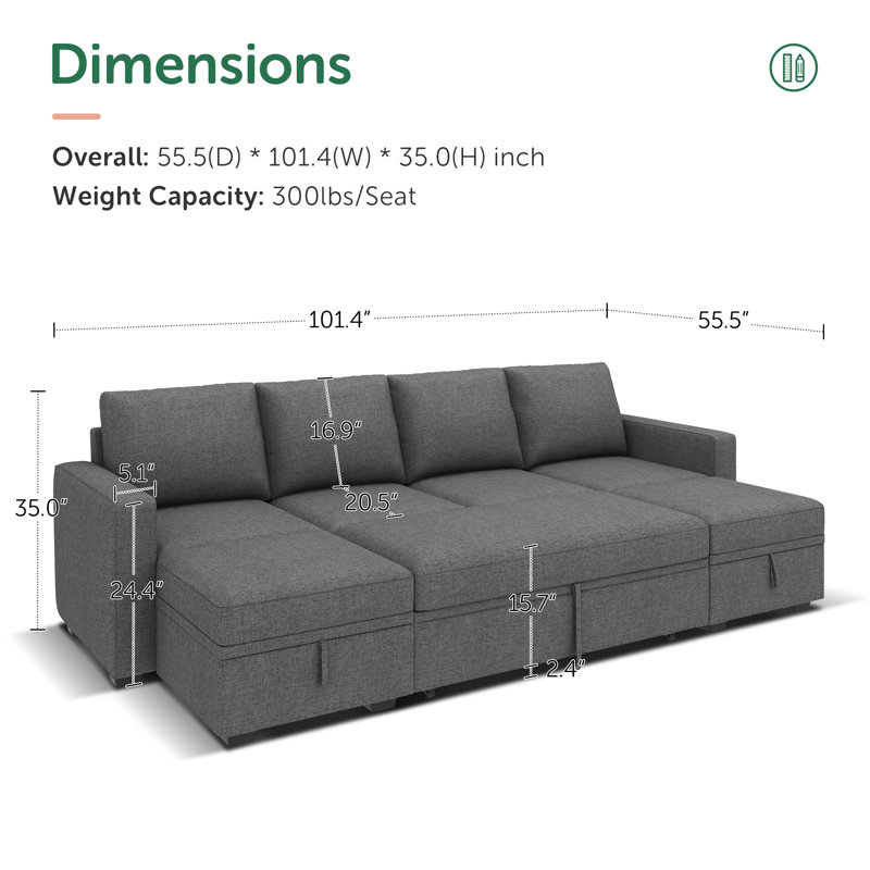 Canapé modulaire avec rangement en U Niyona, Polyester gris