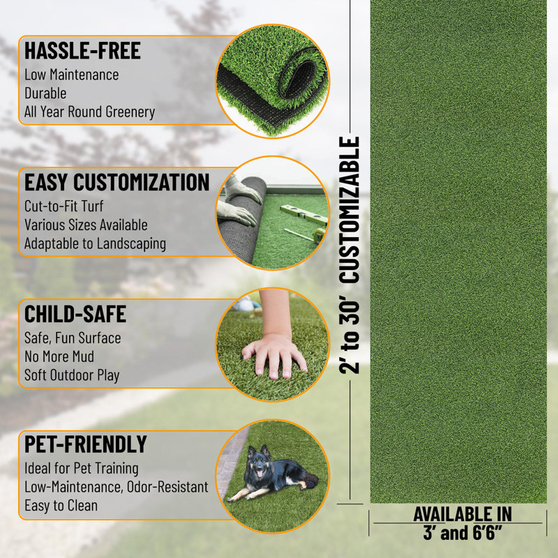 Green Artificial Grass Runner Rug with Rubber Backing