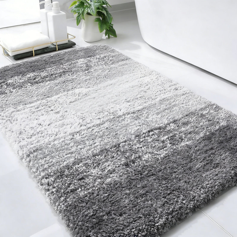 Tapis de salle de bain 36 po x 24 po, microfibre très douce, envers en caoutchouc, séchage rapide, lavable à la machine, gris
