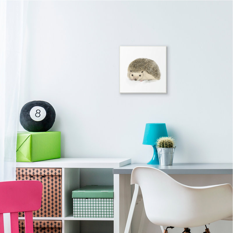 Illustration d'un hérisson adorable, H 12 po x l 12 po x P 0,5 po, Plaque de bois