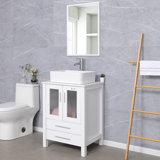 24'' Single Bathroom Vanity Set with Vessel Sink, Faucet, Drain