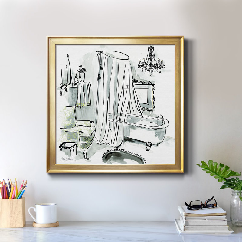«Opulent Bath I», reproduction d'art sur toile, Toile avec cadre or, H 34,5 po x l 34,5 po x P 1,5 po