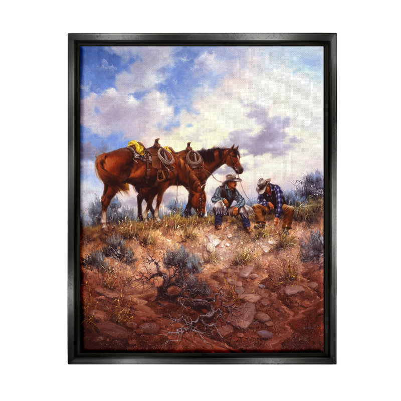 «Bjarnveig Cowboys & Horses Landscape», art mural sur toile flottante par Jack Sorenson, H 21 po x l 17 po x P 1,7 po