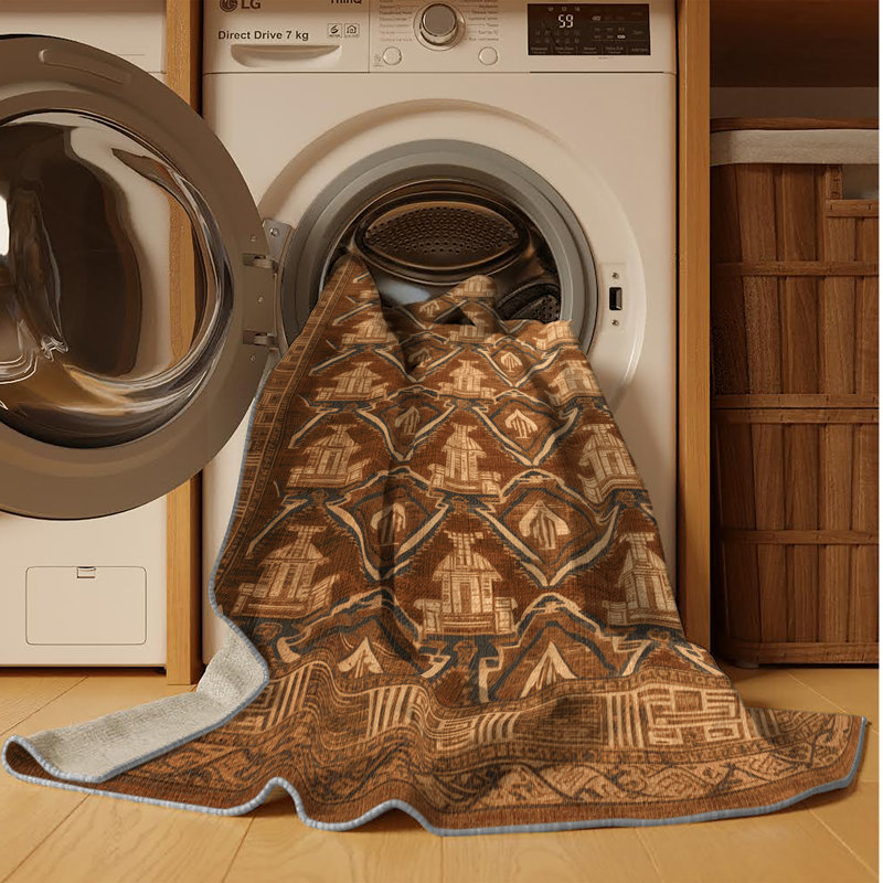 Tapis art déco brun lavable à la machine, Tapis de couloir 2 pi x 5 pi
