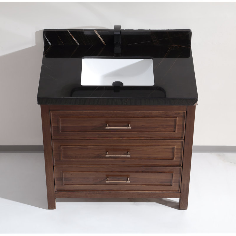 36" Ebony Sink Vanity with WK-36 Top 2" Thick, Brown, Black