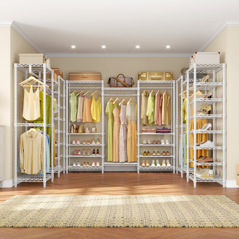 VIPEK S3i Heavy Duty Garment Rack,Adjustable Freestanding Closet with Shoe Rack & Hanging Rod,White, White