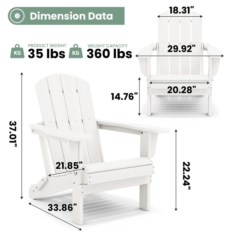 Chaise Adirondack pliable en PEHD Clitheroe, Blanc