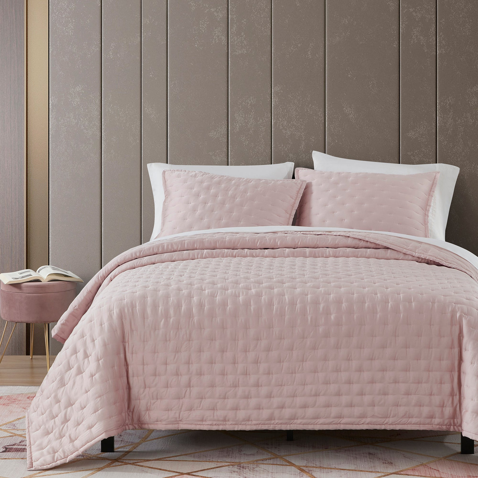Riggi Lyocell Quilt Set, Blush, King Quilt + 2 King Shams