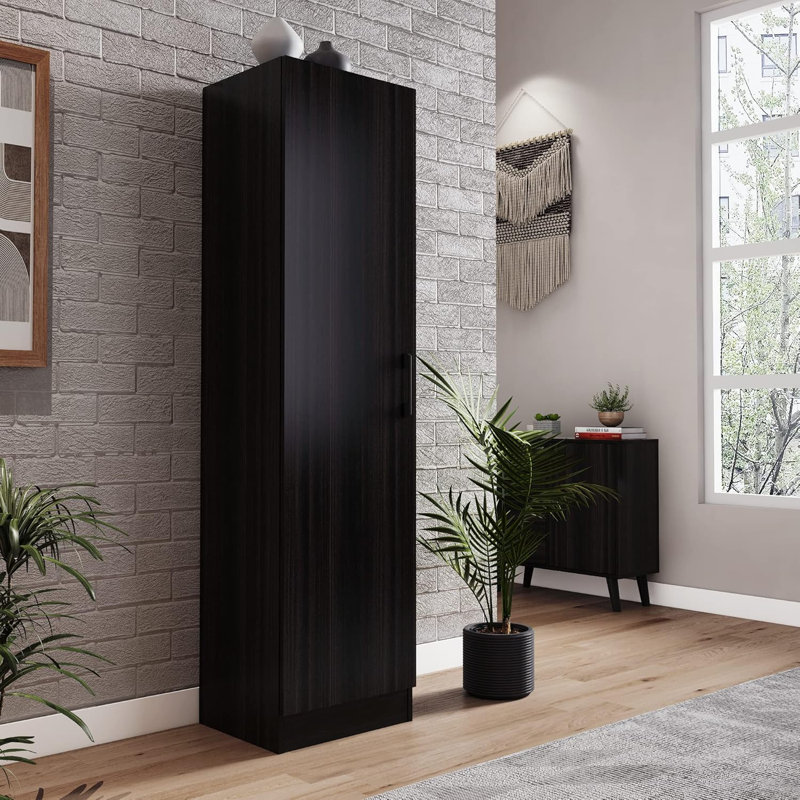 Ebern Designs Storage Cabinet, Wooden Collection Food Pantry Cabinet With Door, Black
