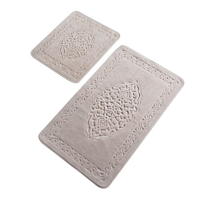 Premium Cotton Bathmat Set (2 Pieces) - Antibacterial, Non-Slip, 19.7 x 23.6 inches & 23.6 x 39.4 inches | 100% Cotton, 1.76 lbs per sq yd | Machine Washable, Luxurious Softness for Bathroom Comfort & Safety