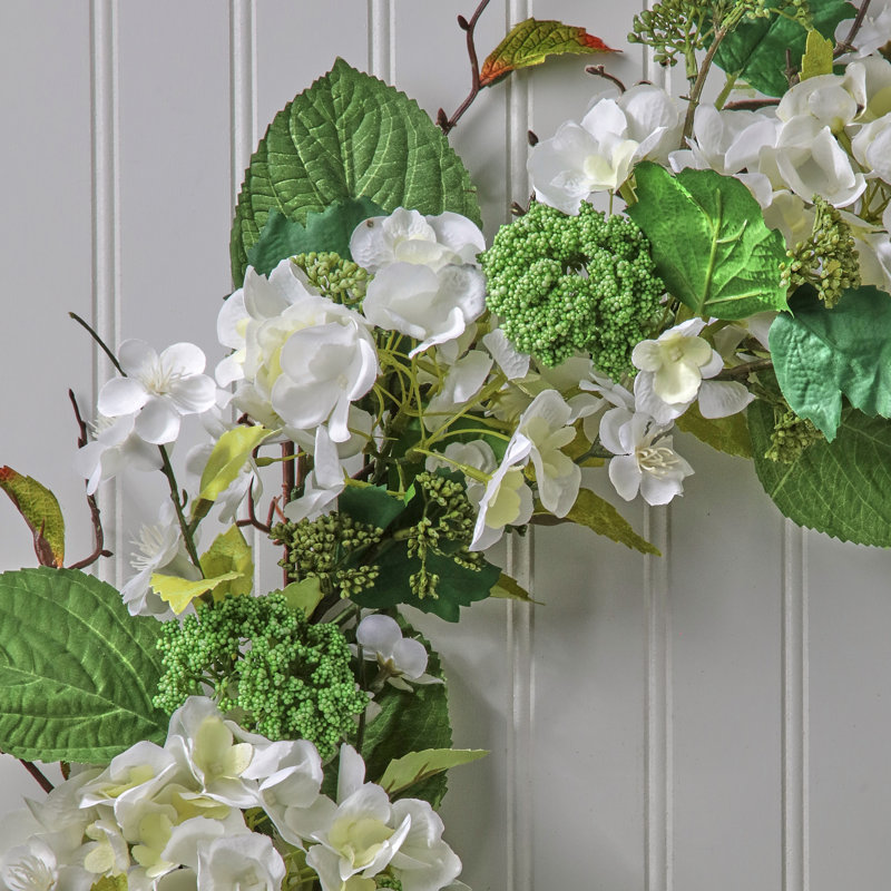 Couronne d'hortensia de jardin 24 po, Blanc