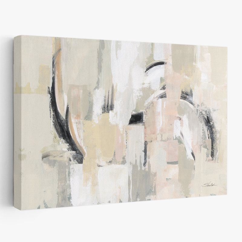 Kyoto Wind - Abstract Black Blocks Blush, 48" H x 32" W
