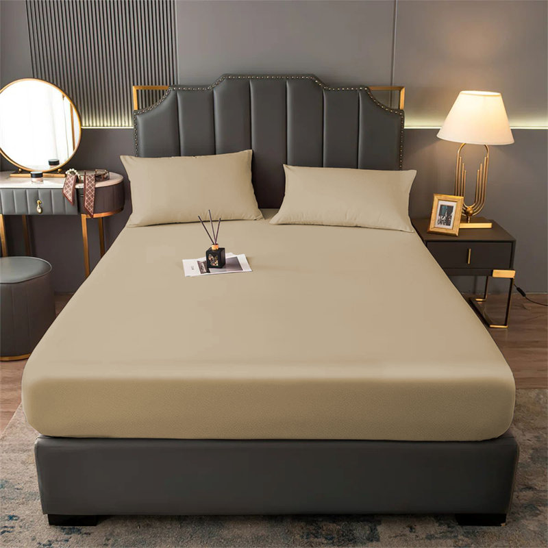 Aspire Homeware Premium 25cm Deep Fitted Sheet for Stylish and Comfortable Bedding, Super King (6'), Beige