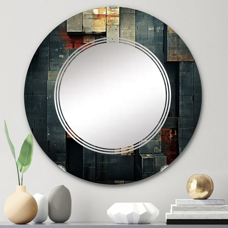 Mahonia - Miroir mural moderne rond, 24 po x 24 po