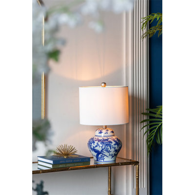 D12x19.3" Blue And White Ceramic Vase Lamp
