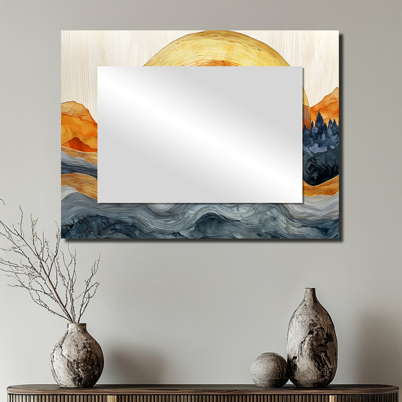 Sunrise Tree In Forest Landscape I - Landscapes Mirror Wall Art - Printed On Metal, 24" x 32"