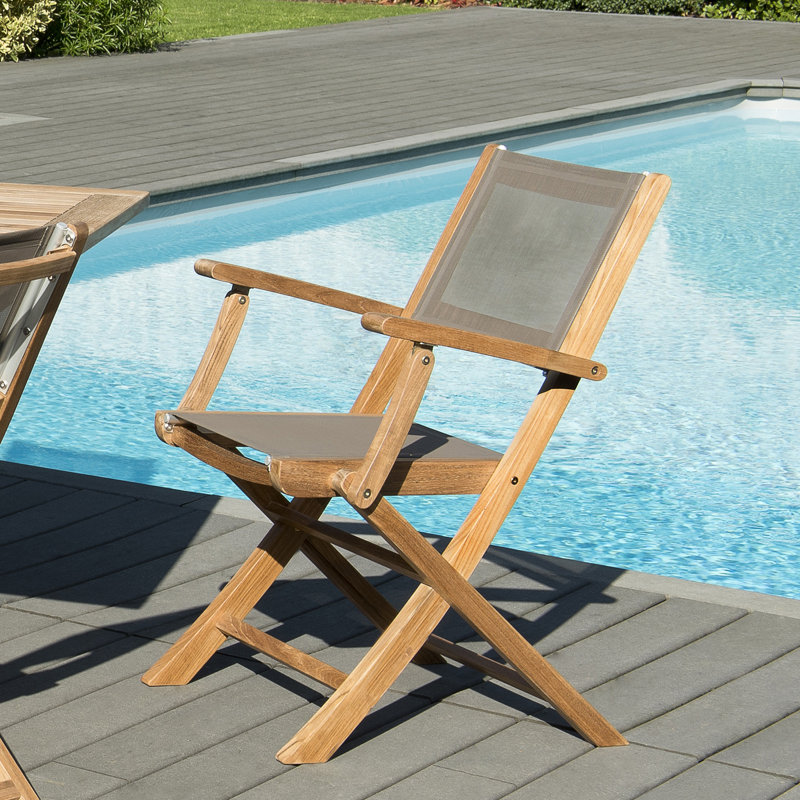 Woehler Folding Patio Dining Armchair with Cushion