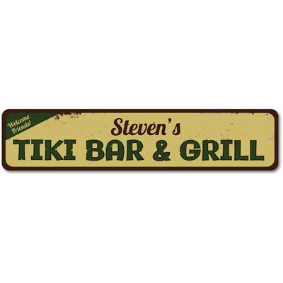 Tiki Bar & Grill Aluminum Sign