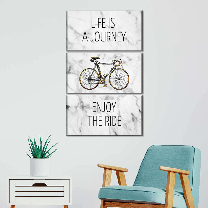 " Life Is A Journey Quote I " by Globetrotter Studio 3 - Pieces, 36" H x 57" W