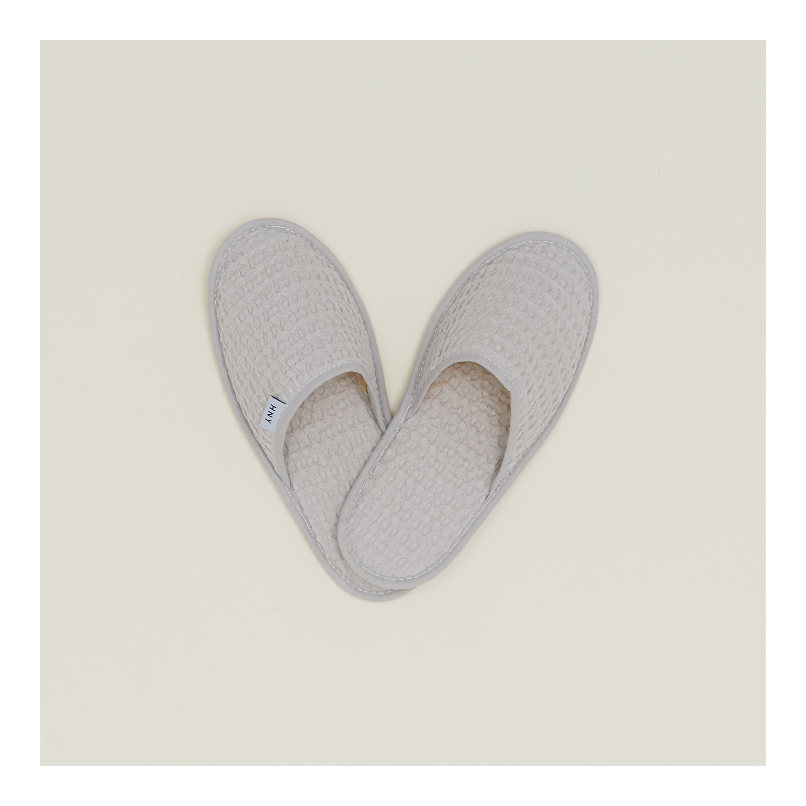 Simple Cotton Waffle Slippers, Light Gray, Small